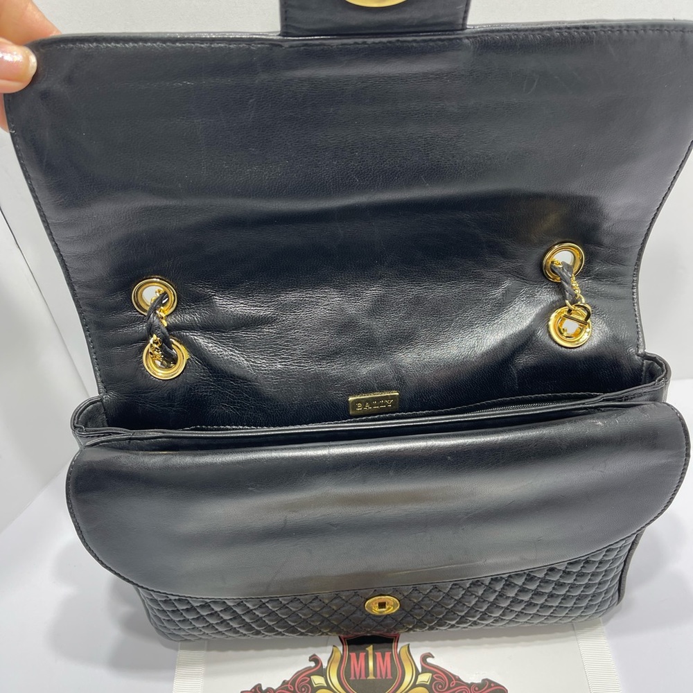 Bally Quilted Leather Shoulder Bag in Black. - Picture 7 of 16